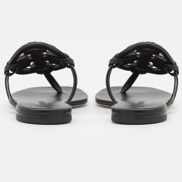 Tory Burch Miller Jeweled Embellished Crystal Leather Thong Sandals Black - Picture 6 of 13